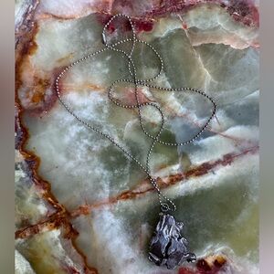 Silver pyrite pendant necklace NEW